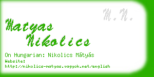 matyas nikolics business card